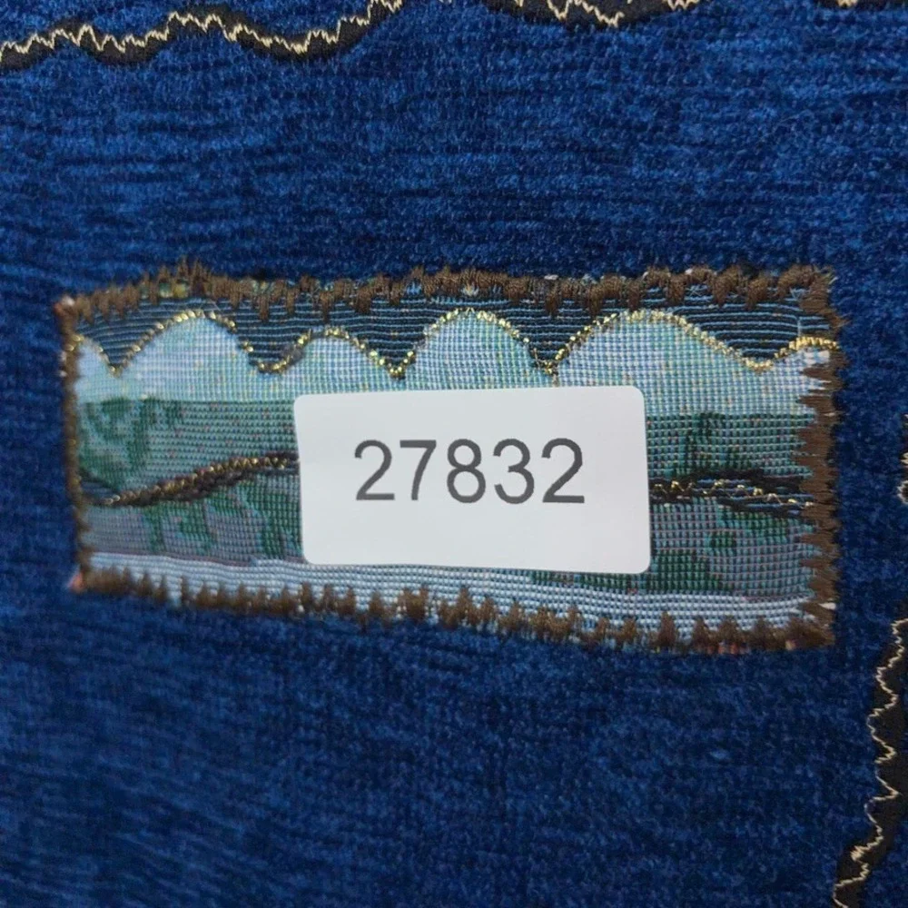 Daniel K Jacket Womens 1X Blue Patchwork Embroidered Textured Art To Wear Boho